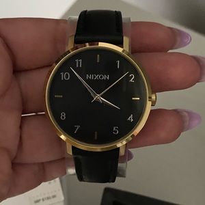 nixon leather arrow watch